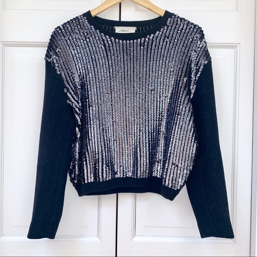 3.1 Phillip Lim Navy Sequined Pullover